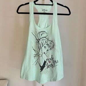 Disney "Made You Look" Tinkerbell Racerback Tank Top Mint Green, Medium